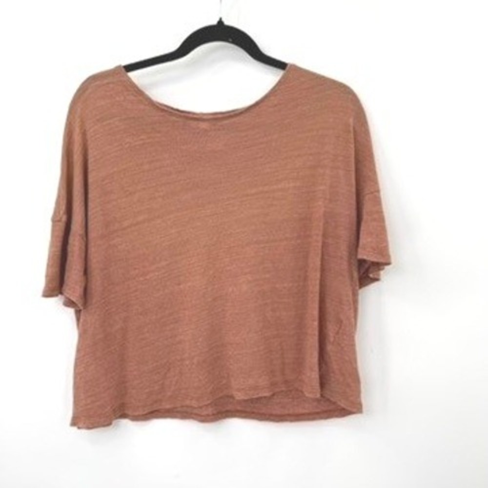 Poetry Linen Boxy Top Womens 8 M Earthy Boho Slub Lagenlook Coastal Minimalist